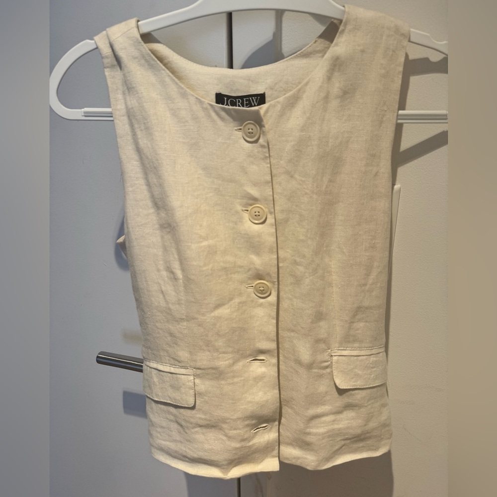 J Crew Linen Vest Top Size 4 New